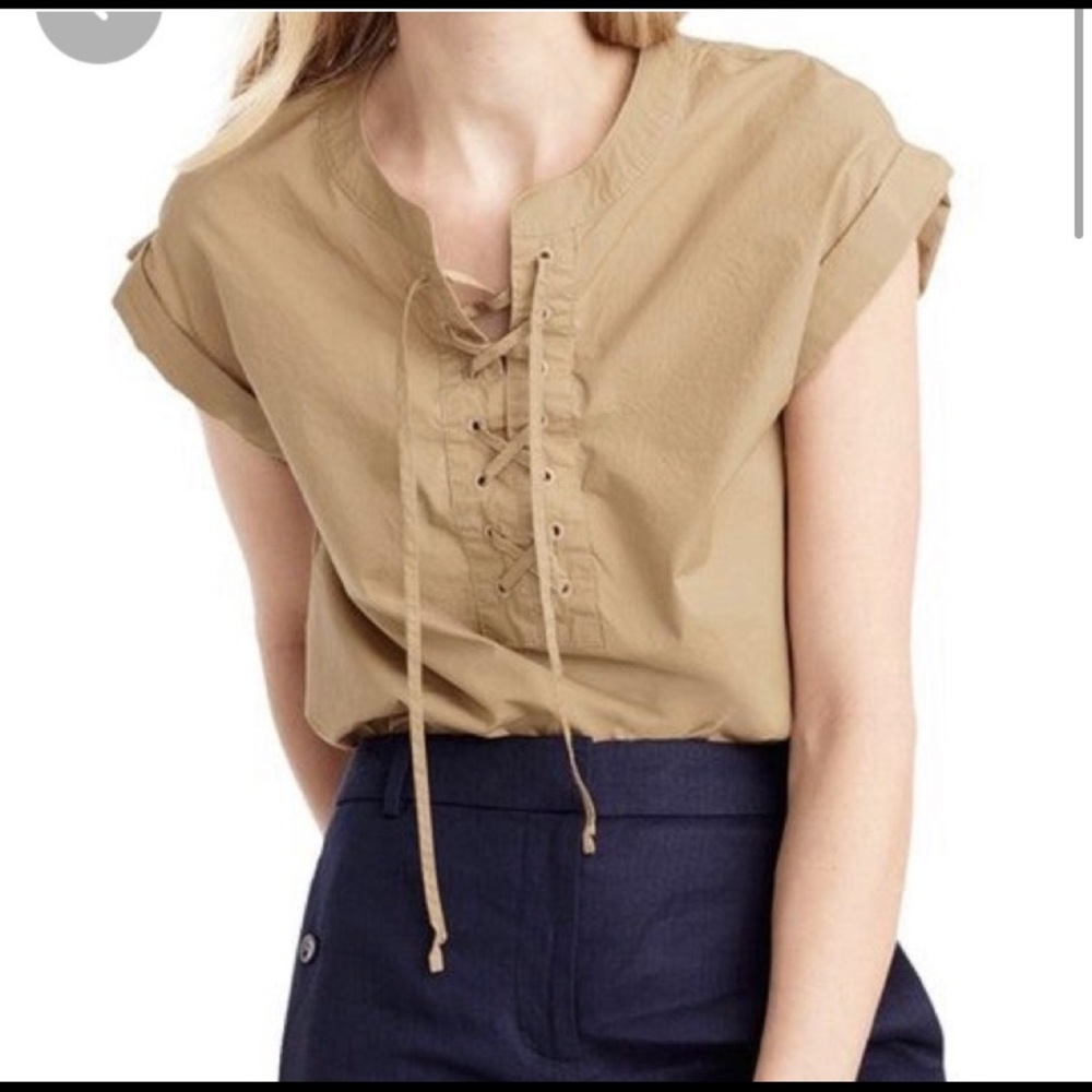 J. Crew Lace-up Pop-over top